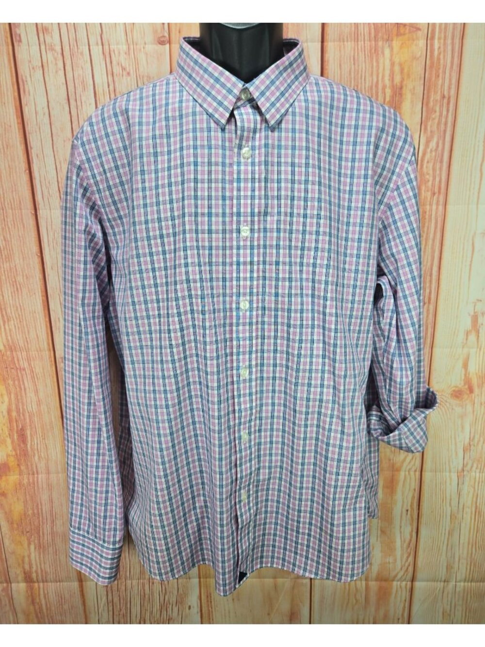 Untuckit Wrinkle-Free Pink Plaid Button-Down Shirt XL